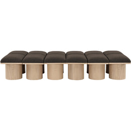 Meridian Pavilion Brown Boucle Fabric Bench