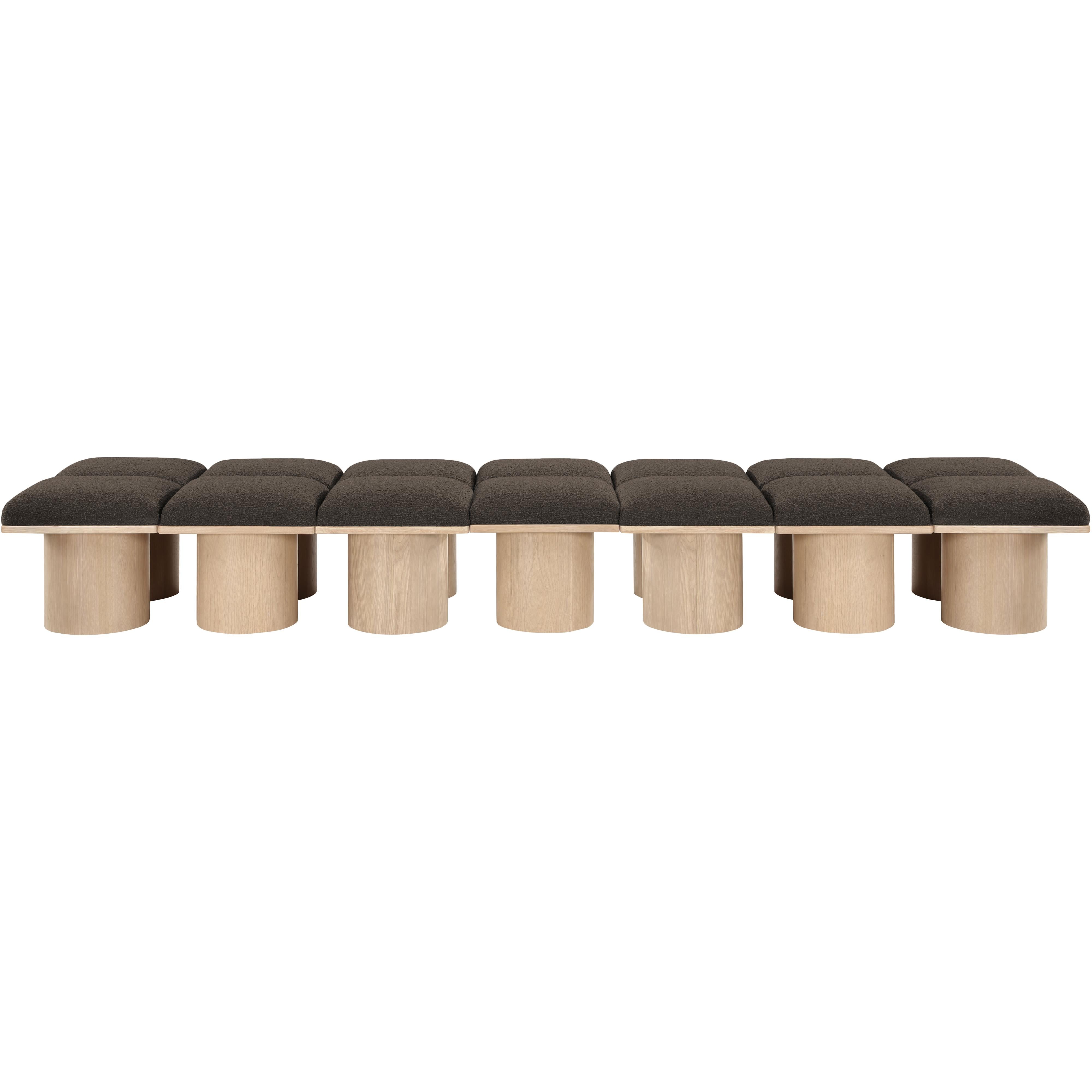 Meridian Pavilion Brown Boucle Fabric Bench