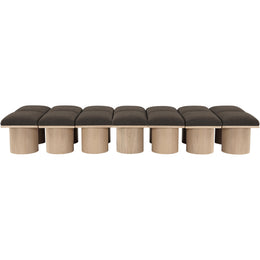 Meridian Pavilion Brown Boucle Fabric Bench