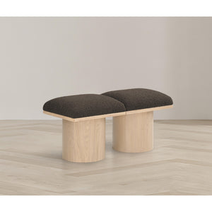 Meridian Pavilion Brown Boucle Fabric Bench