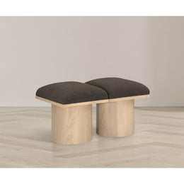 Meridian Pavilion Brown Boucle Fabric Bench