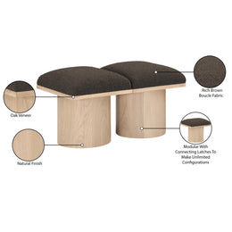 Meridian Pavilion Brown Boucle Fabric Bench