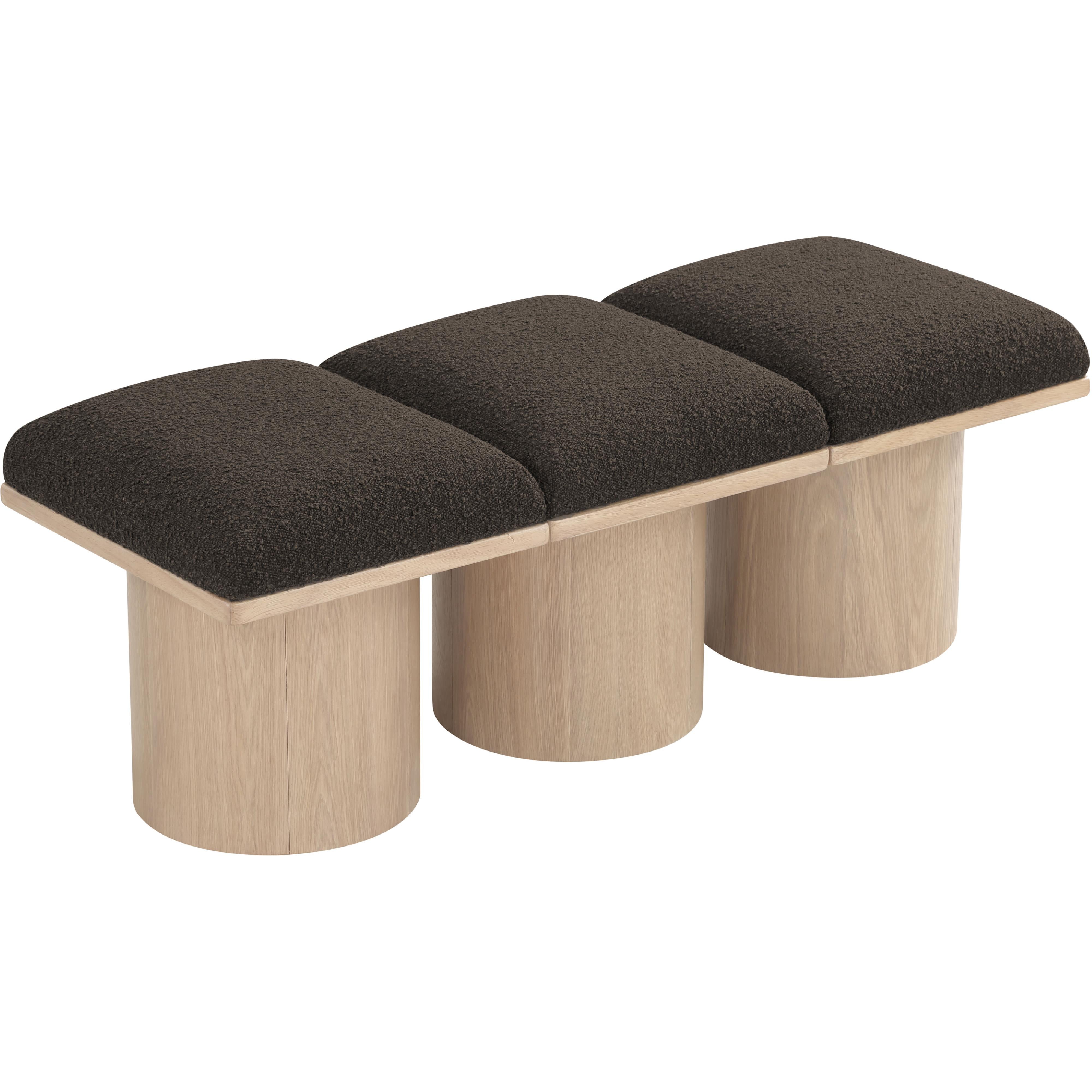 Meridian Pavilion Brown Boucle Fabric Bench