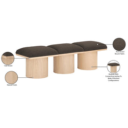 Meridian Pavilion Brown Boucle Fabric Bench