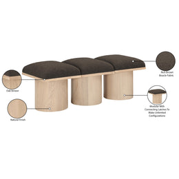 Meridian Pavilion Brown Boucle Fabric Bench