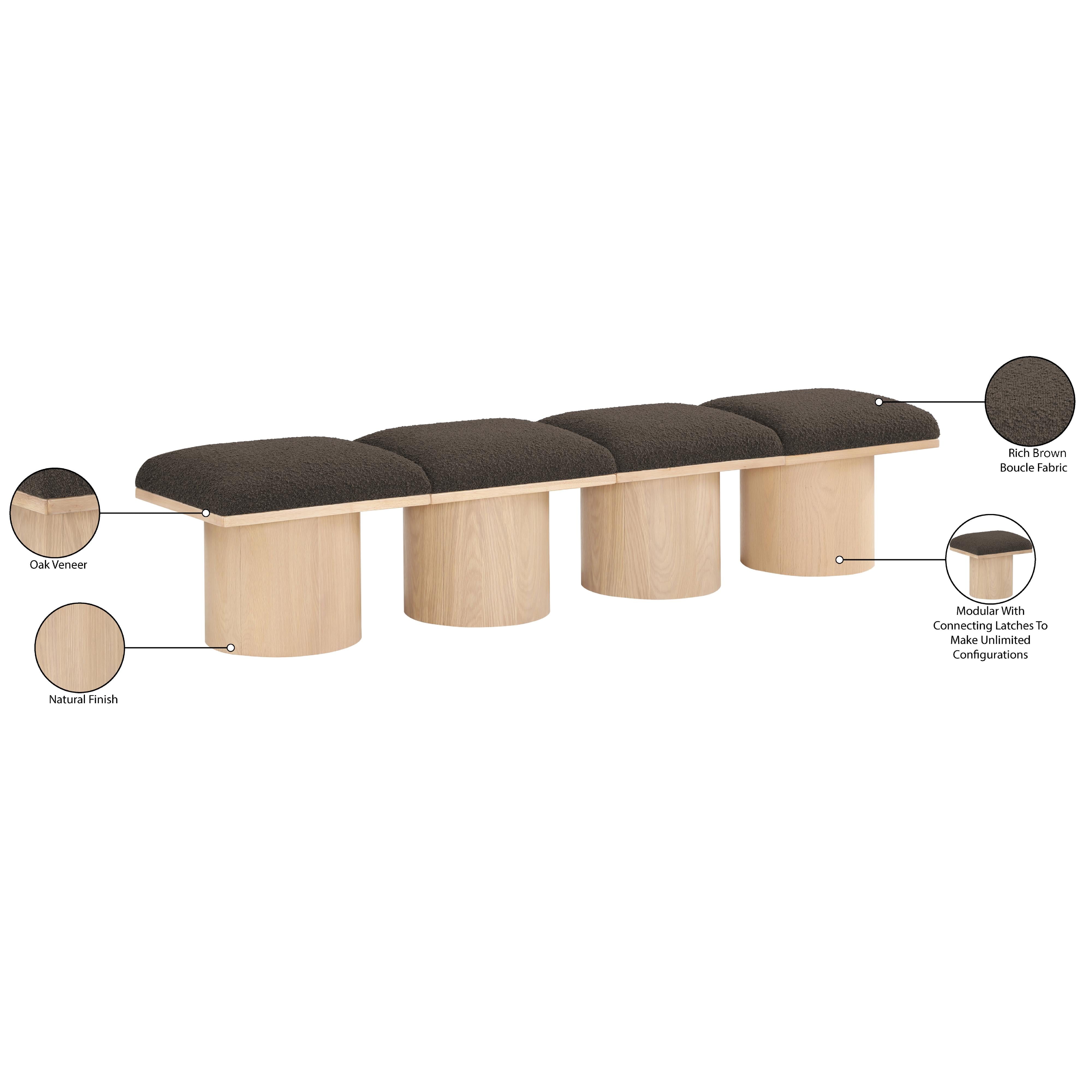 Meridian Pavilion Brown Boucle Fabric Bench