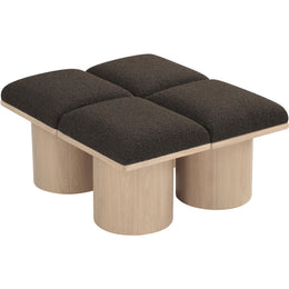 Meridian Pavilion Brown Boucle Fabric Bench