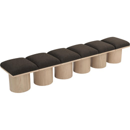 Meridian Pavilion Brown Boucle Fabric Bench