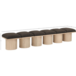 Meridian Pavilion Brown Boucle Fabric Bench