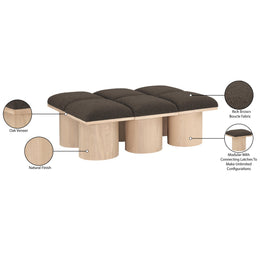 Meridian Pavilion Brown Boucle Fabric Bench