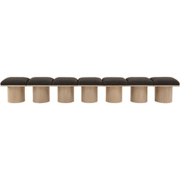 Meridian Pavilion Brown Boucle Fabric Bench
