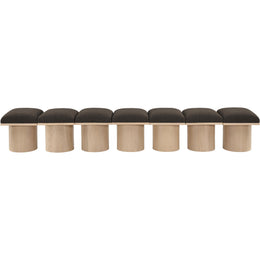 Meridian Pavilion Brown Boucle Fabric Bench
