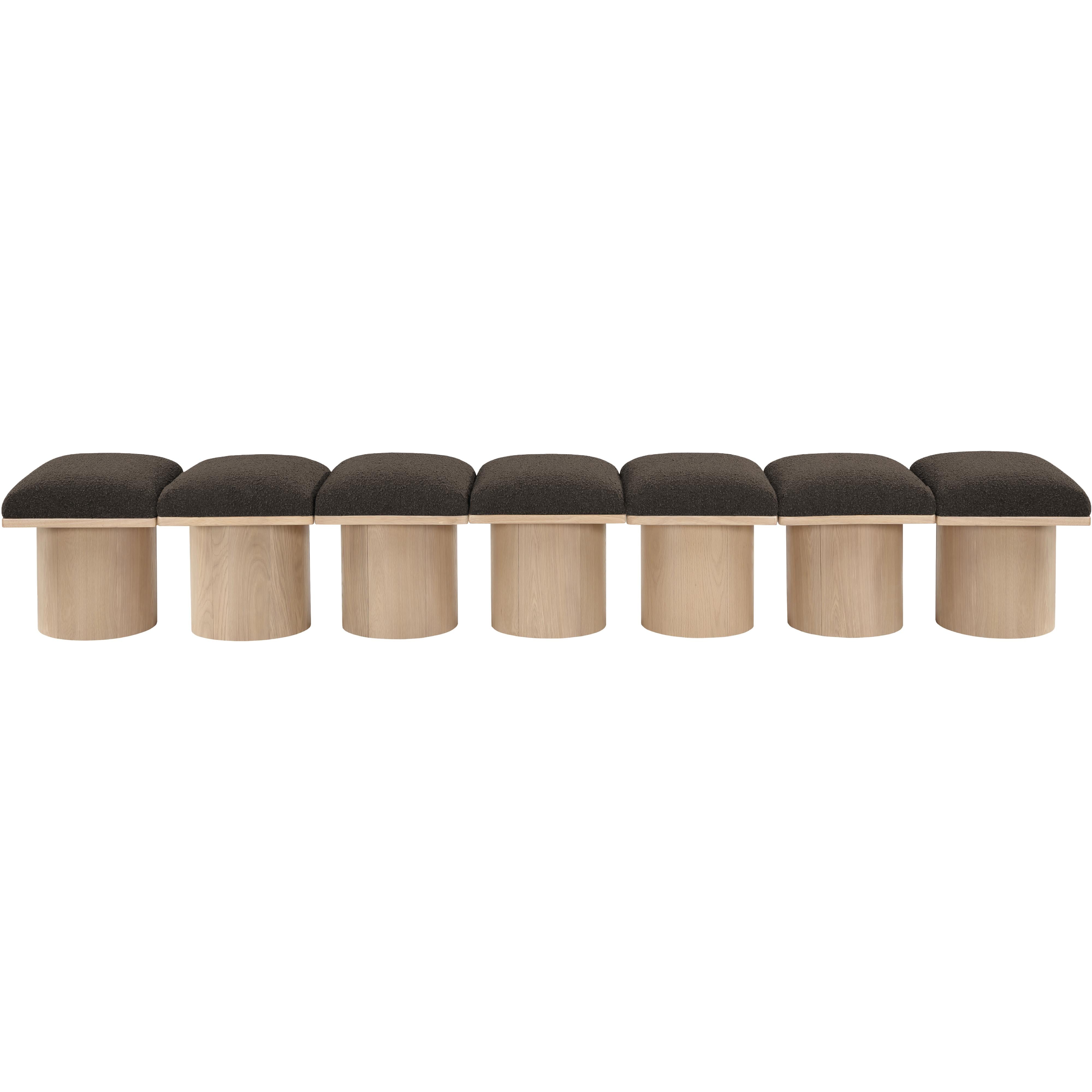 Meridian Pavilion Brown Boucle Fabric Bench