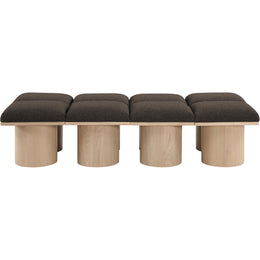 Meridian Pavilion Brown Boucle Fabric Bench