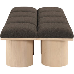 Meridian Pavilion Brown Boucle Fabric Bench
