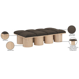 Meridian Pavilion Brown Boucle Fabric Bench