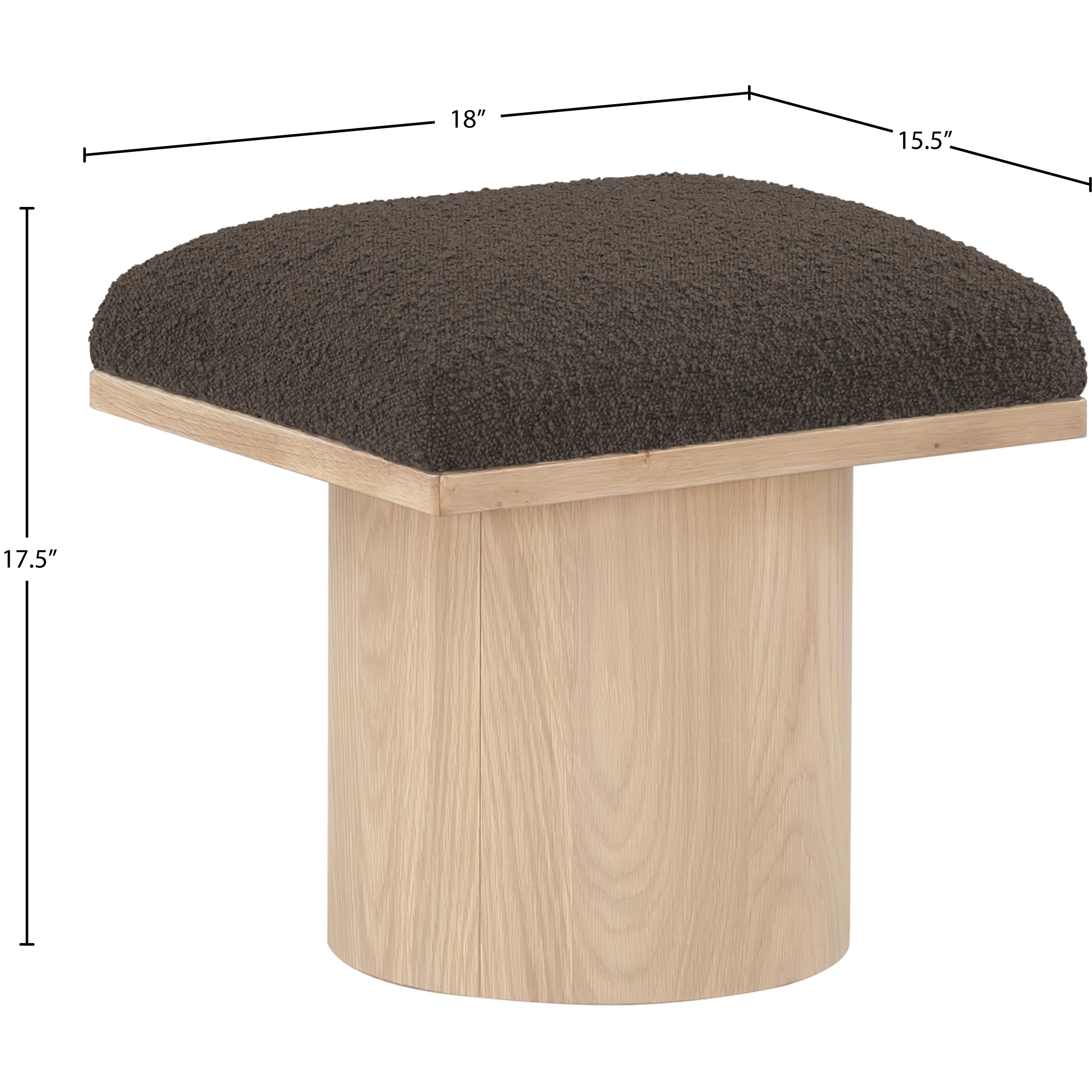 Meridian Pavilion Brown Boucle Fabric Bench/Stool
