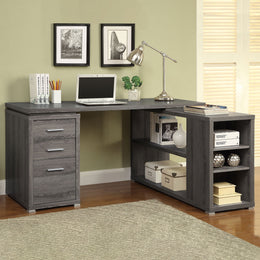 Yvette 60-inch 3-drawer L-Shape Computer Desk Cappuccino
