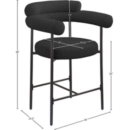 Meridian Blake Black Boucle Fabric Counter Stool