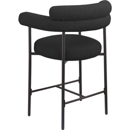 Meridian Blake Black Boucle Fabric Counter Stool