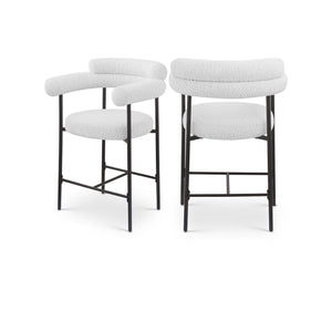Meridian Blake Cream Boucle Fabric Counter Stool