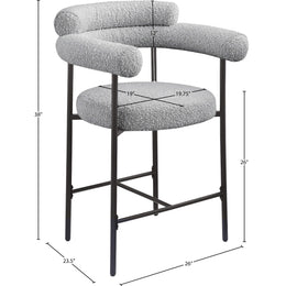 Meridian Blake Grey Boucle Fabric Counter Stool