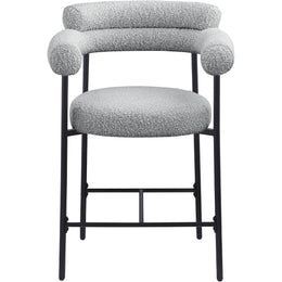 Meridian Blake Grey Boucle Fabric Counter Stool