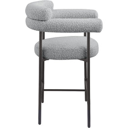 Meridian Blake Grey Boucle Fabric Counter Stool