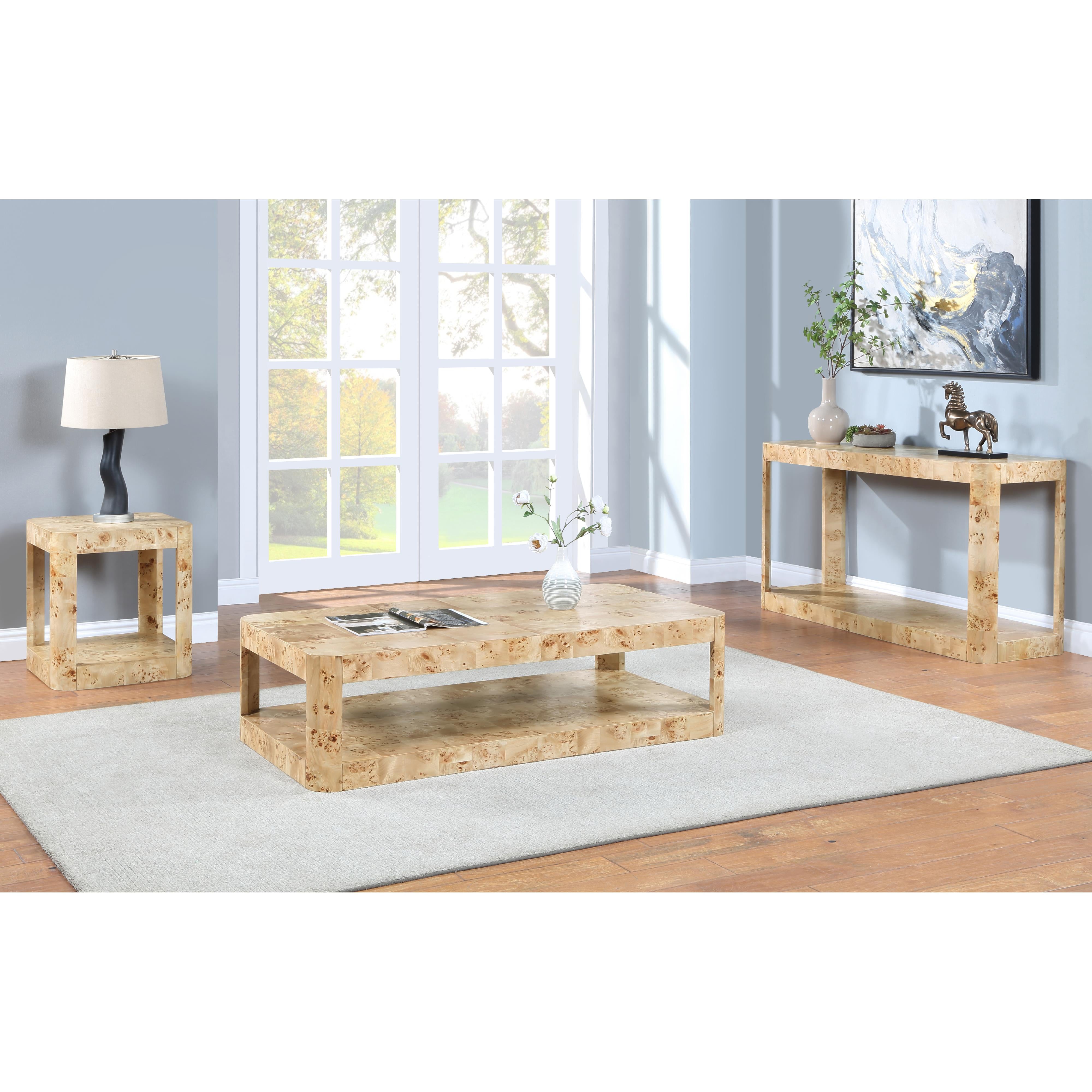 Meridian Reeves Natural Burl Wood Coffee Table