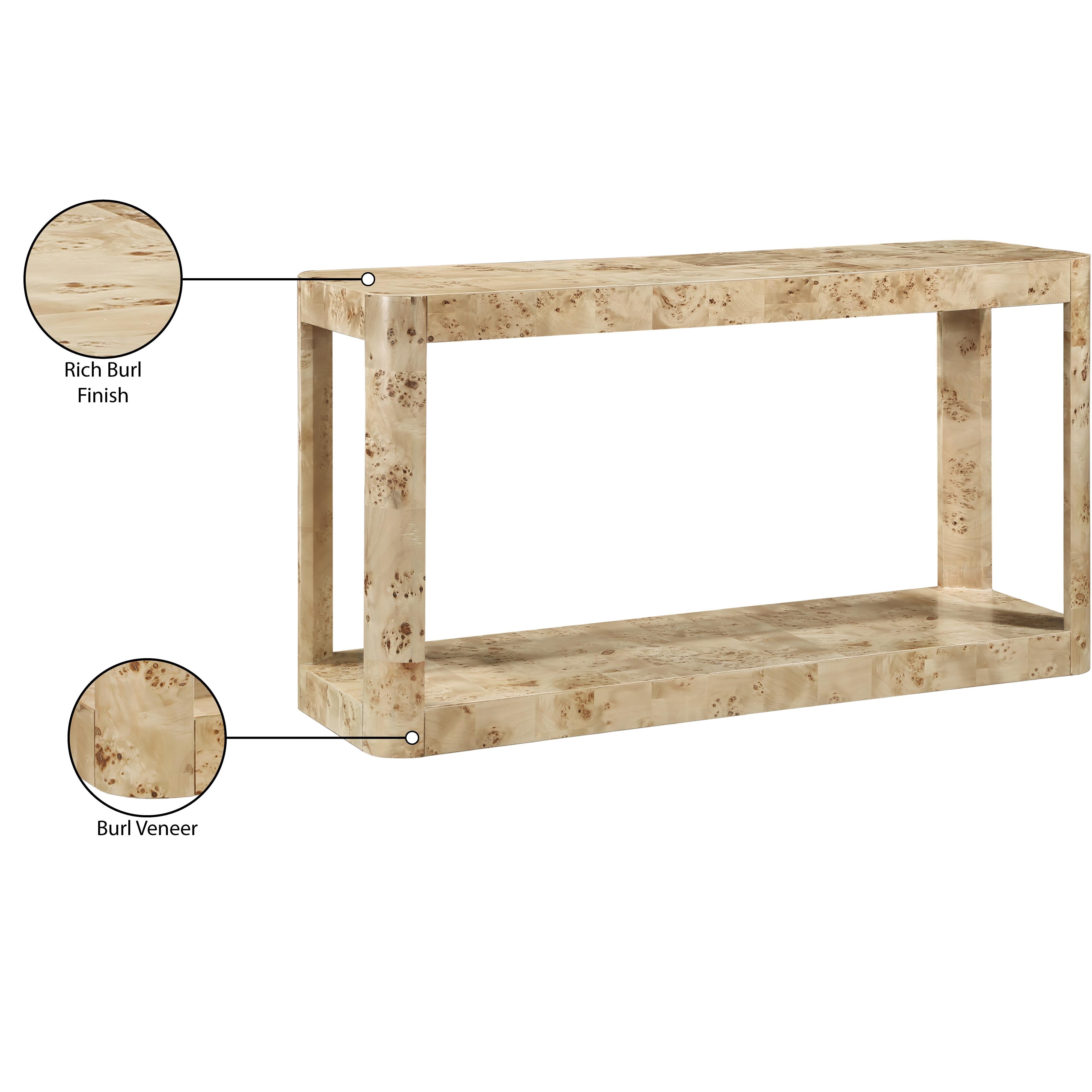 Meridian Reeves Natural Burl Wood Console Table