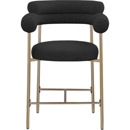 Meridian Blake Black Boucle Fabric Counter Stool