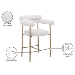 Meridian Blake Cream Boucle Fabric Counter Stool