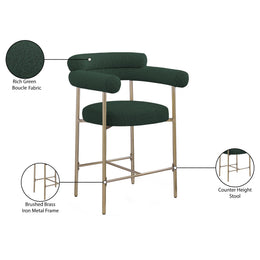 Meridian Blake Green Boucle Fabric Counter Stool