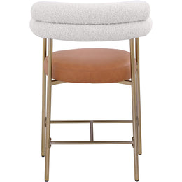 Meridian Blake Cognac Boucle Fabric / Vegan Leather Counter Stool