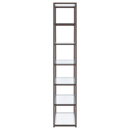 Kate 78-inch 5-shelf Glass Bookshelf Black Nickel