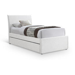 Meridian Myles Cream Linen Textured Fabric Twin Trundle Bed