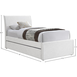 Meridian Myles Cream Linen Textured Fabric Twin Trundle Bed