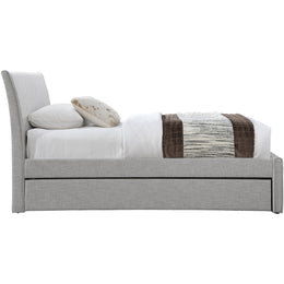 Meridian Myles Grey Linen Textured Fabric Twin Trundle Bed