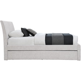 Meridian Myles Cream Chenille Fabric Twin Trundle Bed