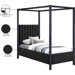 Meridian Kelly Black Boucle Fabric Twin Bed (3 Boxes)