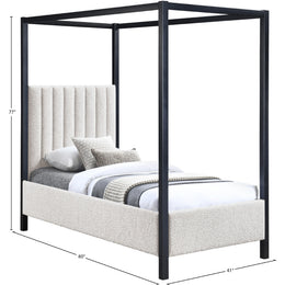 Meridian Kelly Cream Boucle Fabric Twin Bed (3 Boxes)