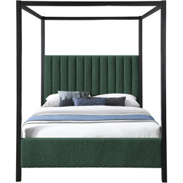 Meridian Kelly Green Boucle Fabric King Bed (3 Boxes)