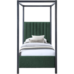 Meridian Kelly Green Boucle Fabric Twin Bed (3 Boxes)