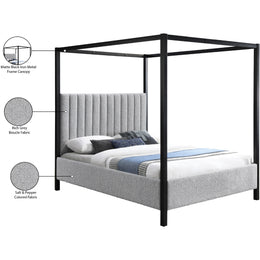 Meridian Kelly Grey Boucle Fabric King Bed (3 Boxes)