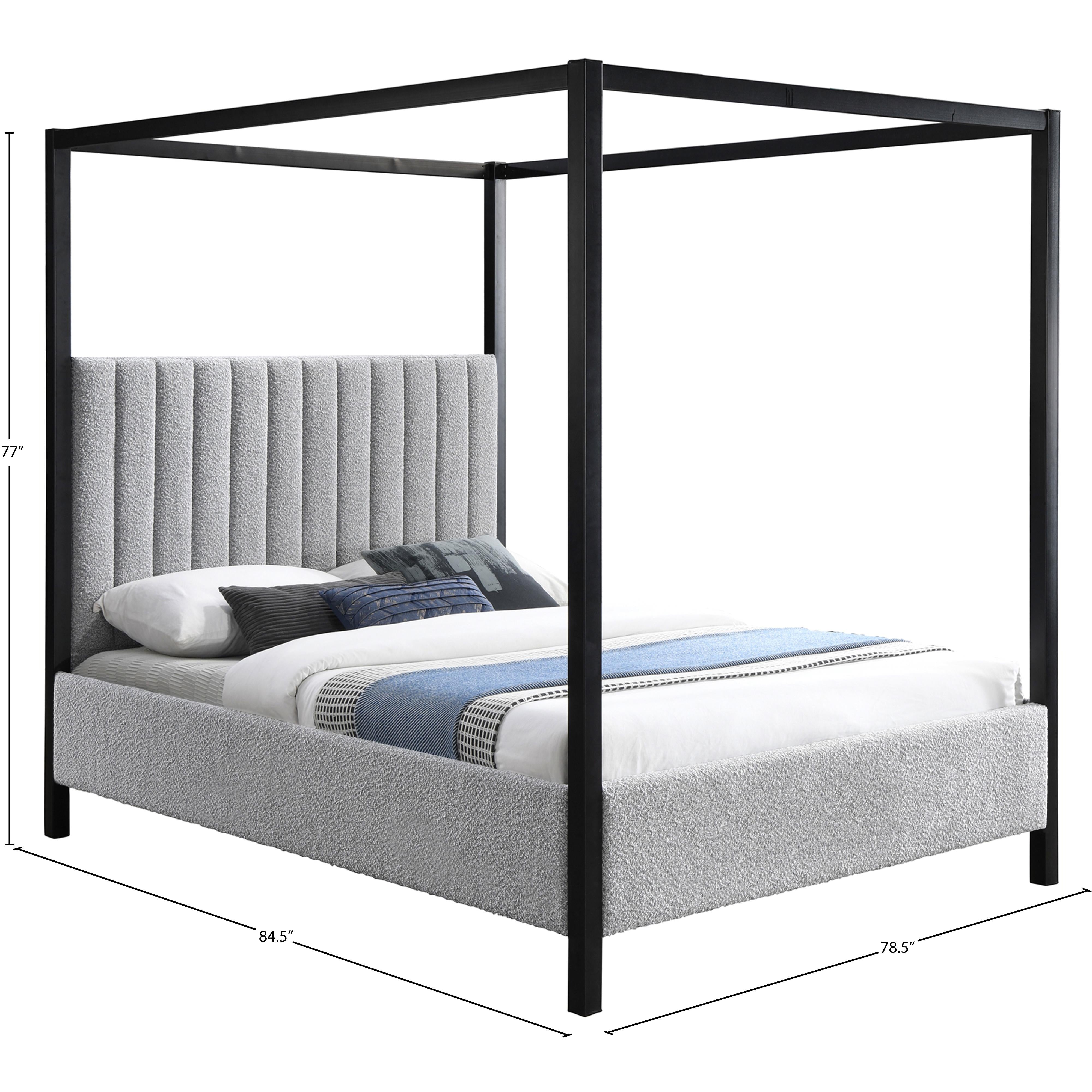Meridian Kelly Grey Boucle Fabric King Bed (3 Boxes)