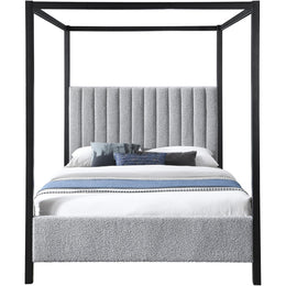 Meridian Kelly Grey Boucle Fabric Queen Bed (3 Boxes)