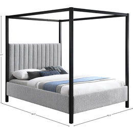 Meridian Kelly Grey Boucle Fabric Queen Bed (3 Boxes)
