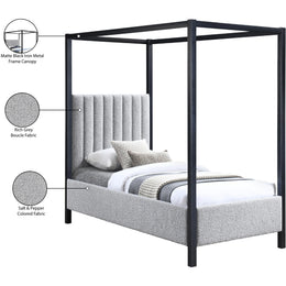 Meridian Kelly Grey Boucle Fabric Twin Bed (3 Boxes)