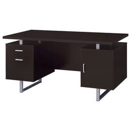 Lawtey 60-inch 2-drawer Computer Desk White High Gloss