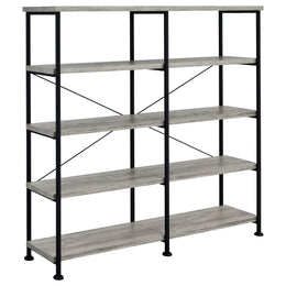 Analiese 63-inch 4-shelf Double Bookshelf Grey Driftwood